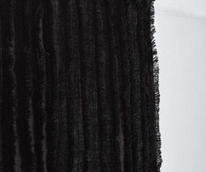 Amity home ranier linen curtain in asphalt   textured vertical stripes