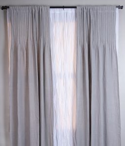 Amity home eilen linen curtain in asphalt   pleated top design