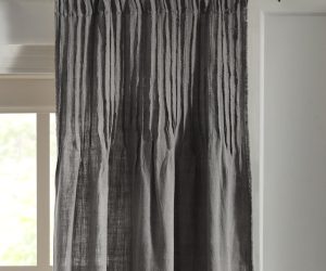 Amity home ranier linen curtain in grey   crinkled texture