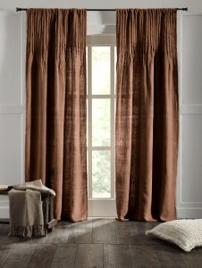 Amity home ranier linen curtain in saddle   pleated linen texture