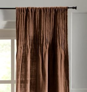 Amity home ranier linen curtain in saddle   crinkled texture