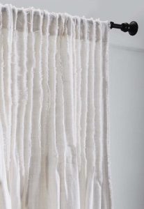 Amity home ranier linen curtain in ivory   frayed vertical stripes