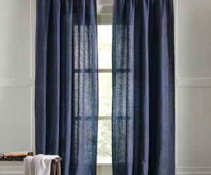 Amity home bryce linen curtain in indigo   sheer linen texture