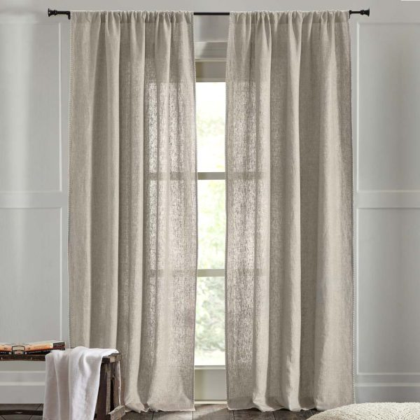 BRYCE LINEN CURTAIN, IVORY, 108″