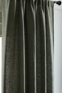 Amity home bryce linen curtain in kale   decorative stitched edge