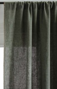 Amity home bryce linen curtain in kale   decorative stitched edge