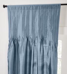 Amity home carlisle silk curtain in limestone   pin tucked texture