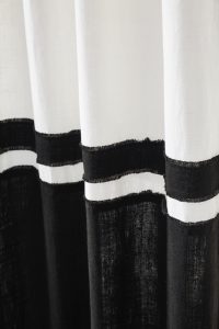 Amity home brady linen curtain in ivory asphalt   frayed horizontal stripes