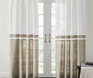 Amity home brady linen curtain in ivory natural   two tone design