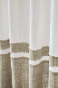 Amity home brady linen curtain in ivory natural   frayed edge stripes