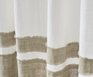 Amity home brady linen curtain in ivory natural   frayed edge stripes