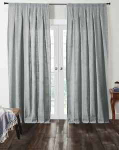 Amity home harlow curtain in mineral   tailored pinch pleats