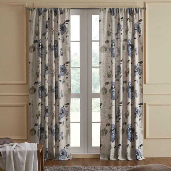 Amity home casteel curtain in limestone   watercolor floral pattern