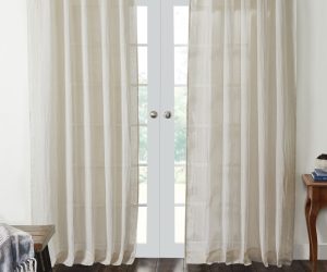 Amity home genevieve linencotton curtain in champagne   light filtering weave