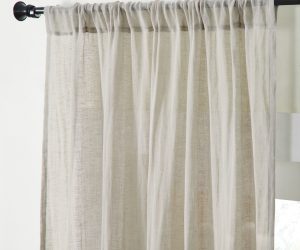 Amity home genevieve linencotton curtain in champagne   sheer linen texture