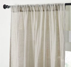 Amity home genevieve linencotton curtain in champagne   sheer linen texture