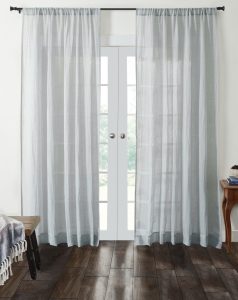 Amity home genevieve linencotton curtain in platinum grey   sheer texture