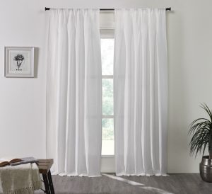 Amity home genevieve linencotton curtain in white   elegant pleats