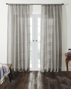 Amity home genevieve linencotton curtain in ash grey   sheer fabric