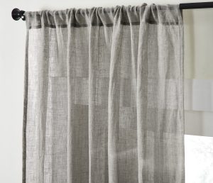 Amity home genevieve linencotton curtain in ash grey   rod pocket top