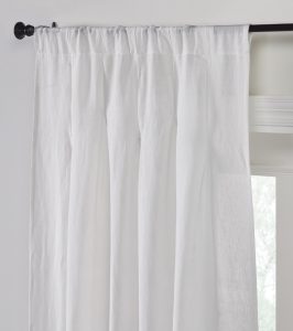 Amity home genevieve linencotton curtain in white   gathered rod pocket