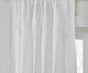 Amity home genevieve linencotton curtain in white   gathered rod pocket