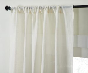 Amity home genevieve linencotton curtain in ivory   rod pocket top