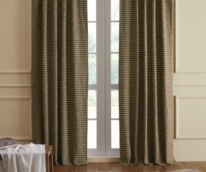 Amity home bruno curtain in tobacco   horizontal striped weave