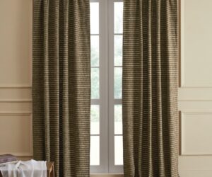 Amity home bruno curtain in tobacco   horizontal striped weave