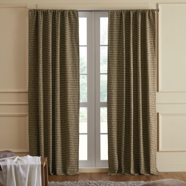 Amity home bruno curtain in tobacco   horizontal striped weave