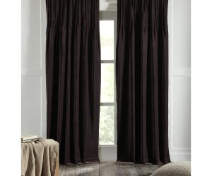 Amity home ethan velvet curtain in charcoal   pleated top
