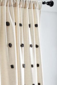 Amity home astrid linen curtain asphalt   raised tufted dots