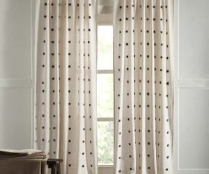Amity home astrid linen curtain in asphalt   woven dot pattern