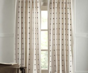 Amity home astrid linen curtain in natural grey   textured dot pattern