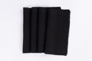 Amity home ranier linen cocktail napkin set in asphalt   raw edges