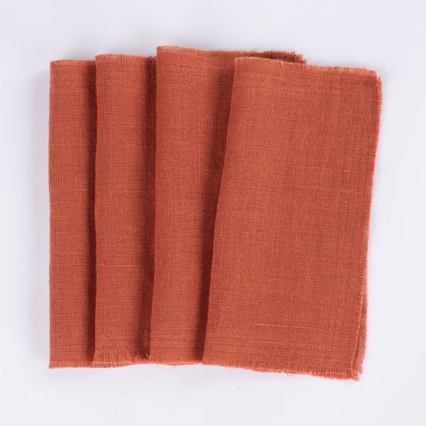 Ranier Linen Cocktail Napkin Set (Set Of 4), Burnt Sienna