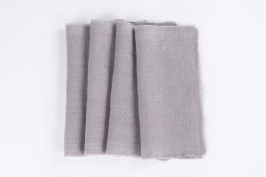 Amity home ranier linen cocktail napkin set in grey   frayed edges
