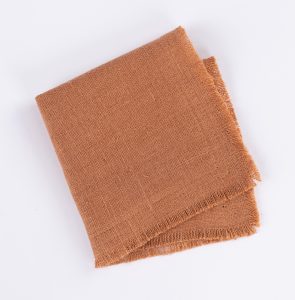 Amity home ranier linen cocktail napkin set in ochre   fringed edge