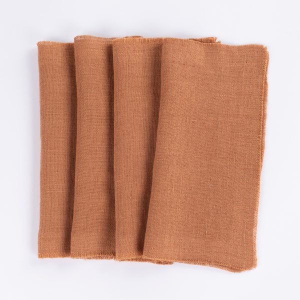 Ranier Linen Cocktail Napkin Set (Set Of 4), Ochre