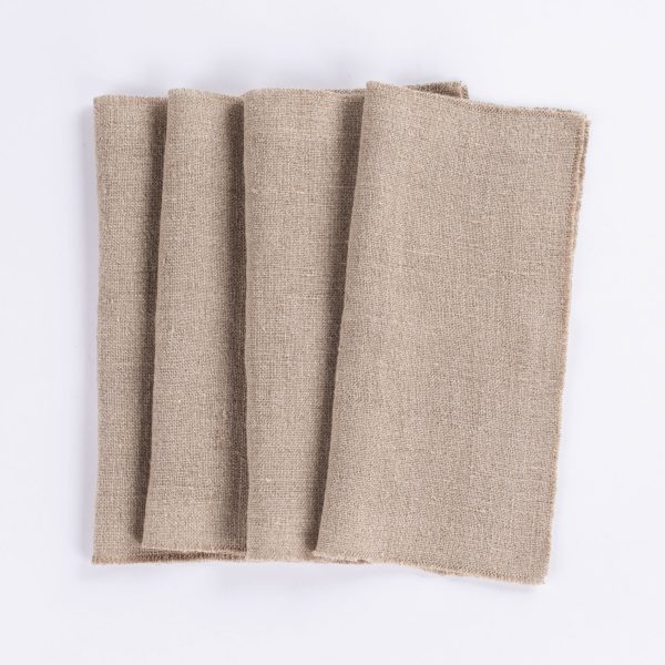 Amity Home Ranier Linen Cocktail Napkin Set in Natural - Frayed Edges