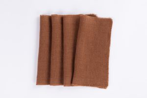 Amity home ranier linen cocktail napkin set in saddle   frayed edges