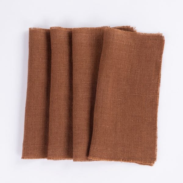 Ranier Linen Cocktail Napkin Set (Set Of 4), Saddle