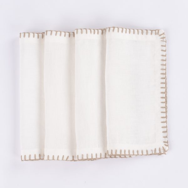 Bryce Linen Cocktail Napkin Set (Set Of 4), Ivory