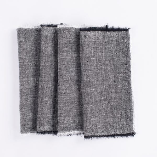 Brisbane Linen Cocktail Napkin Set (Set Of 4), Asphalt