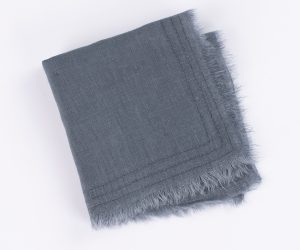 Amity home brisbane linen cocktail napkin set in steel blue   frayed edges