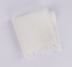 Amity home brisbane linen cocktail napkin set in ivory   frayed edges