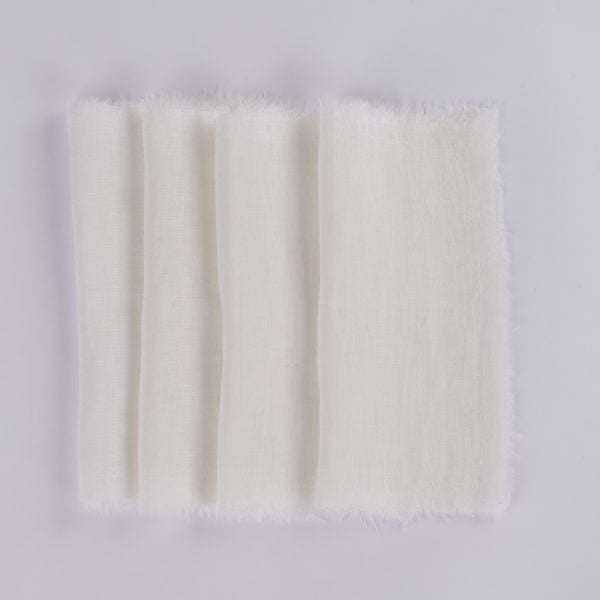 Brisbane Linen Cocktail Napkin Set (Set Of 4), Ivory