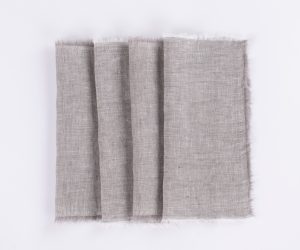 Amity home brisbane linen cocktail napkin set in grey chambray   frayed edges