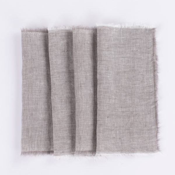 Brisbane Linen Cocktail Napkin Set (Set Of 4), Grey Chambray