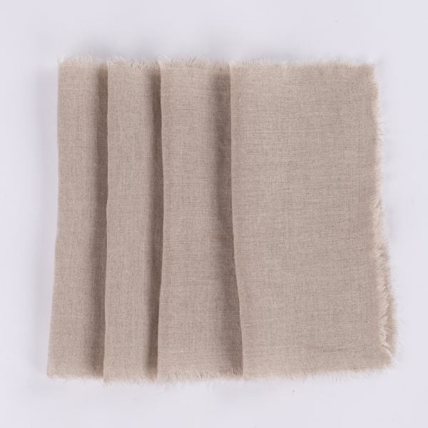 Brisbane Linen Cocktail Napkin Set (Set Of 4), Natural